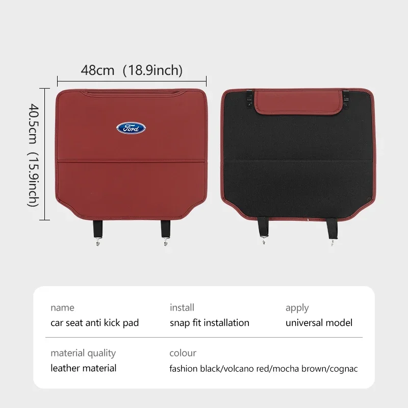 Car Leather Anti-Kick Pad Mat Seat Backrest Protector Cover For Ford mk2 mk3 Ranger Mondeo mk4 S-MAX Kuga Mustang Fusion