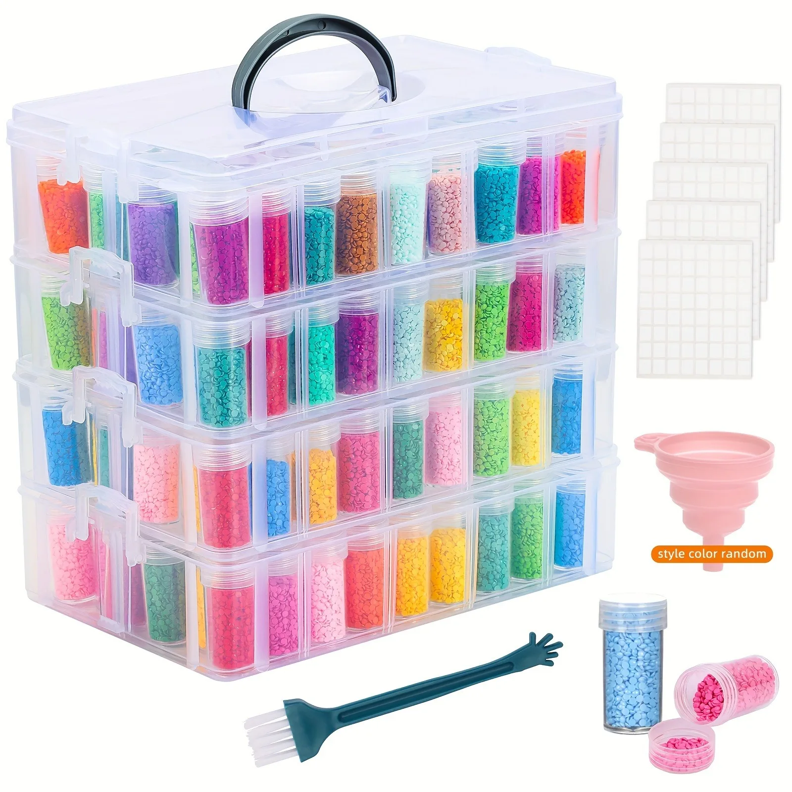 4 Layers Stackable Plastic Jewelry Storage Box Portable Organizer For Bracelet Making Nail Rhinestone Decorations