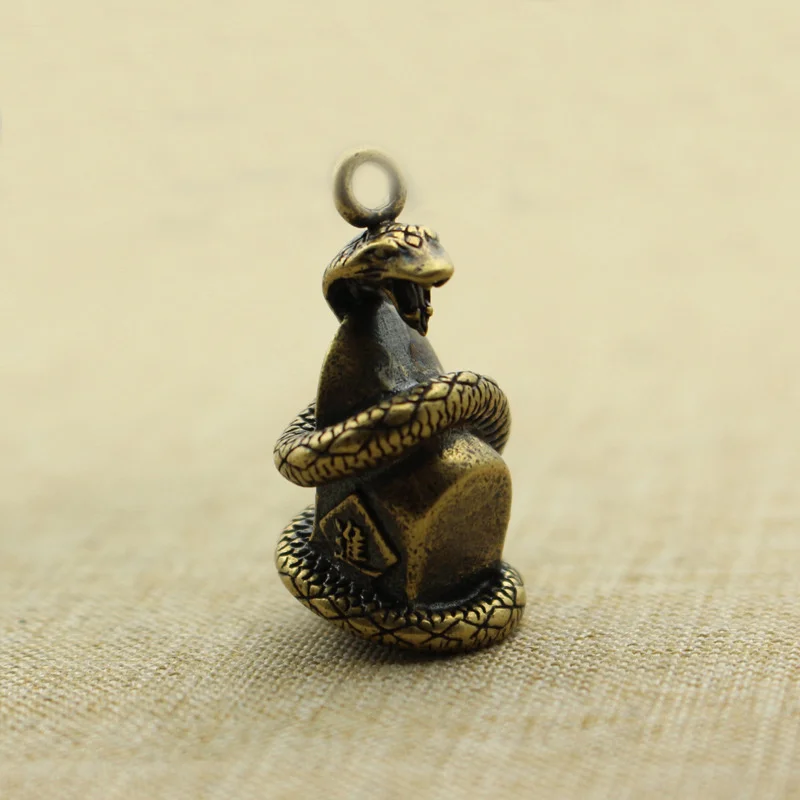 Brass Zodiac Snake Charms Pendant DIY Keychain Animal Figurines Ornament Bag Car Home Decoration Accessries