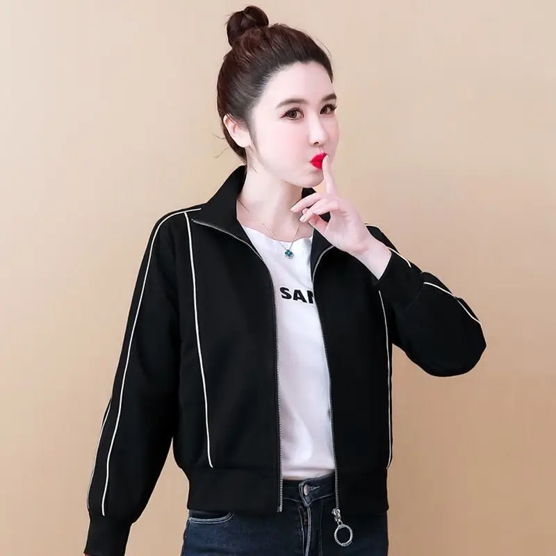 

Women's Fashion 2025 Spring Autumn Short Baseball Jacket Simple Stylish Casual Outerwear Casual Blazer Coat