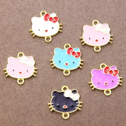 10pcs/lot Fashion  Enamel Color Cat Moon Sun Flower Connector Charms Pendant DIY Necklaces Earrings for Jewelry Making Accessori