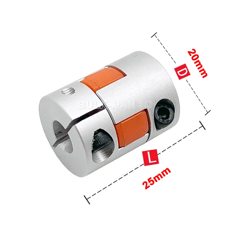 

Two Jaw D20L25 Aluminum Flexible Coupling CNC Motor Connector Shaft Spider Plum Coupler for Nema23 Stepper Motor Lead Screw