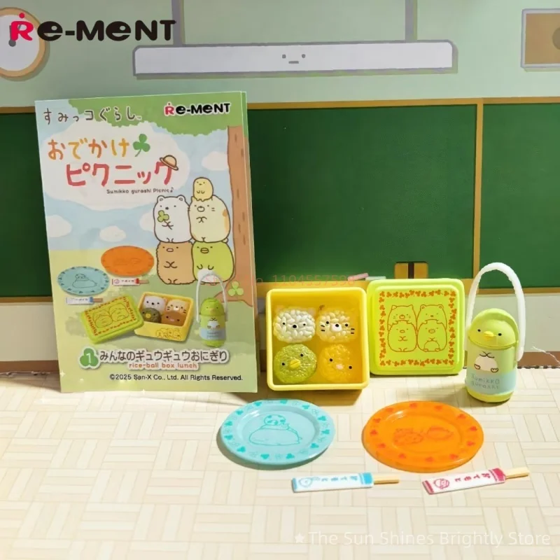 Re-Ment Spot Corner Creatures Picnic en miniatura Bento sándwich rollo de arroz y verduras caja ciega decoraciones acción juguete coleccionable
