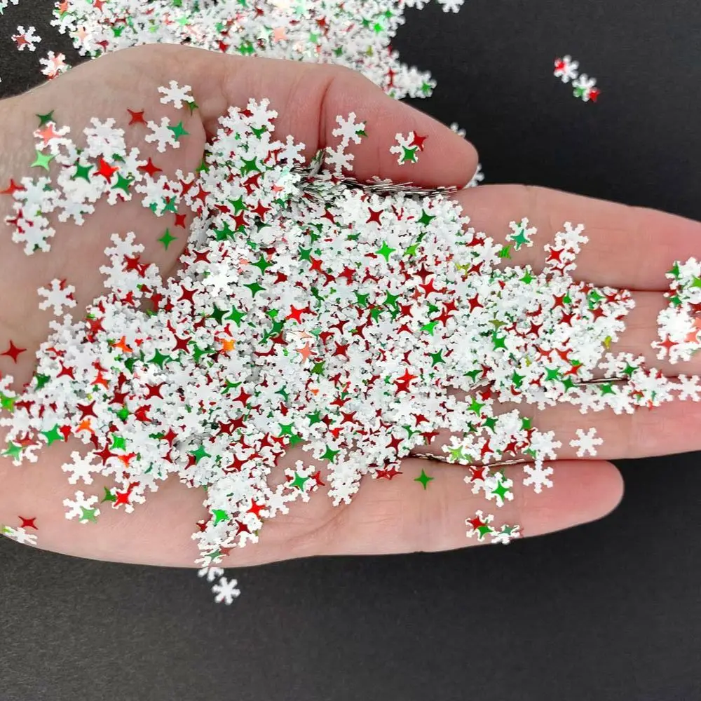 50 g/zak Kerst Nagel Pailletten Gemengde Sneeuwvlok Witte Stip Rode Kerstboom Pailletten Glitter DIY Manicure Paillette Accessoires *