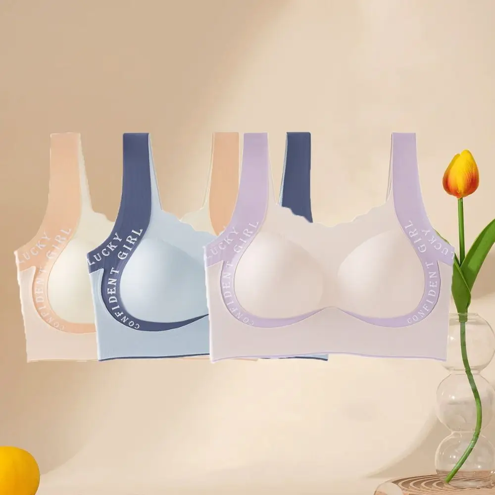 

Thin Letter Girls Wireless Bra Seamless Lingerie Teens Push Up Bra Sweet Soft Support Underwear Women Sports