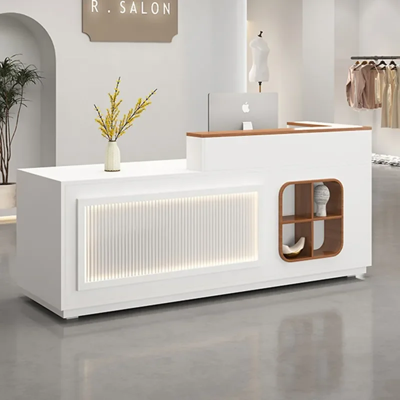 White Modern Reception Desks Office Luxury Commercial Display Shelf Beauty Reception Desks Conference Comptoir Bar Furniture