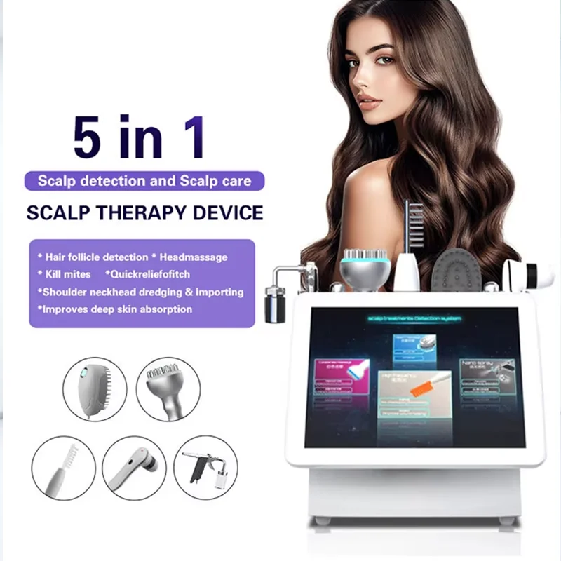5 In 1 High Frequency Scalp Care Hair Follicle Detection Machine Meridian Massage  Anti-hair Loss Hair Growth Nursing Device