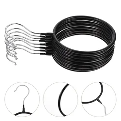 8 Pcs Heavy Duty Coat Hangers Clothes Rack Scarf Black Tie Ring Wall Hanging Organizer