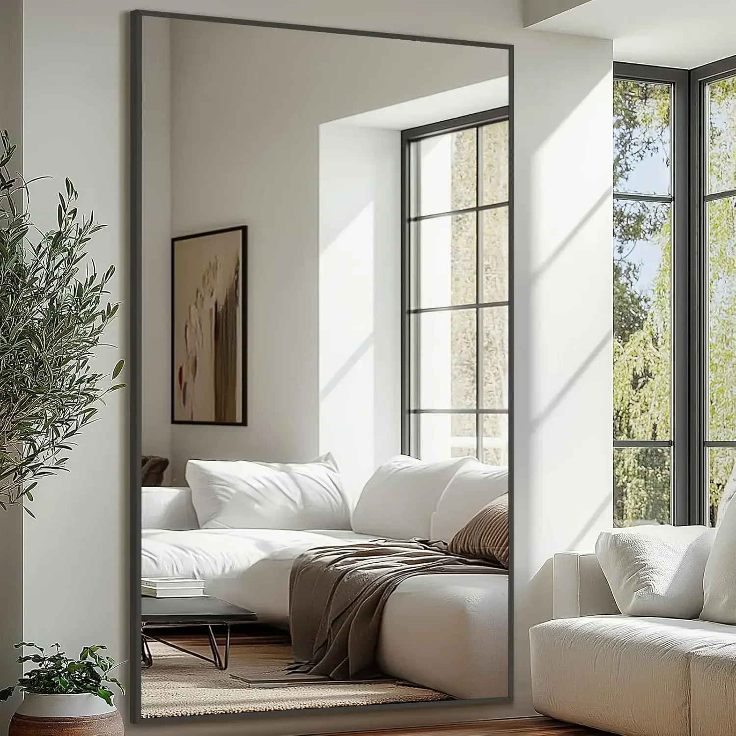 Oversized Full Length Floor Mirror Freestanding Tempered Glass Shatterproof For Bedroom Living Room Dressing Room Gym Yoga Hair image 3