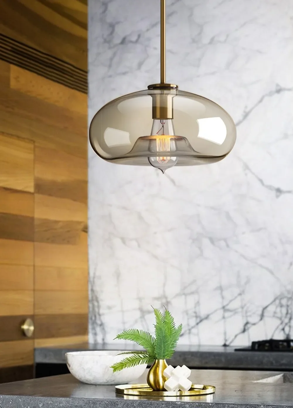 Nordic LED Glass Chandelier Single Multi Head Dining Room Pendant Light Living Room Bedroom Cafe Stairway Home Decoration Lustre