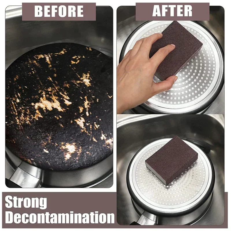 1Pcs Rust Remove Sponge Carborundum Eraser Household Cleaning Brush Descaling Scouring Sponges Rub Cooktop Pot Kitchen Tools