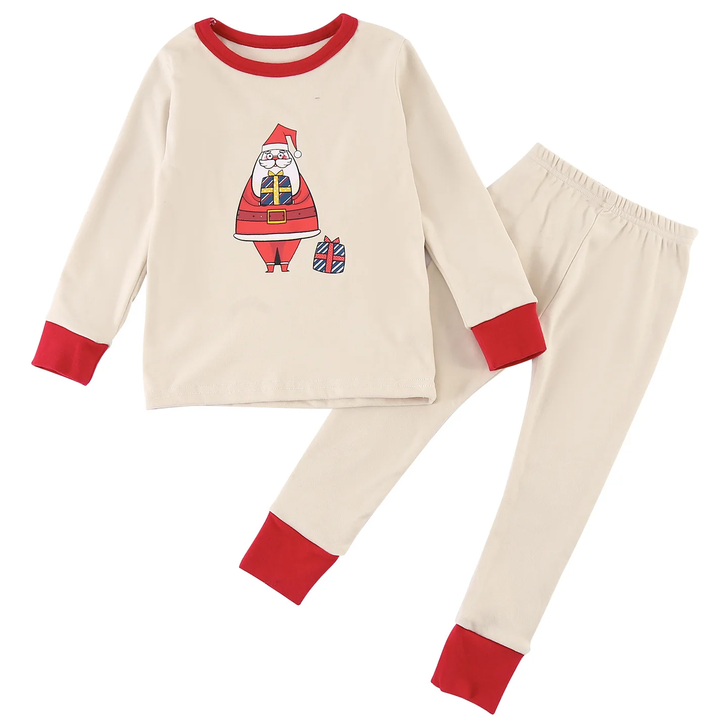 2025 Autumn New Children Long Sleeve Home Clothes Set Cotton Boys Girls Christmas Pajamas 2pcs Suit + Hat Kids Warm Home Wear