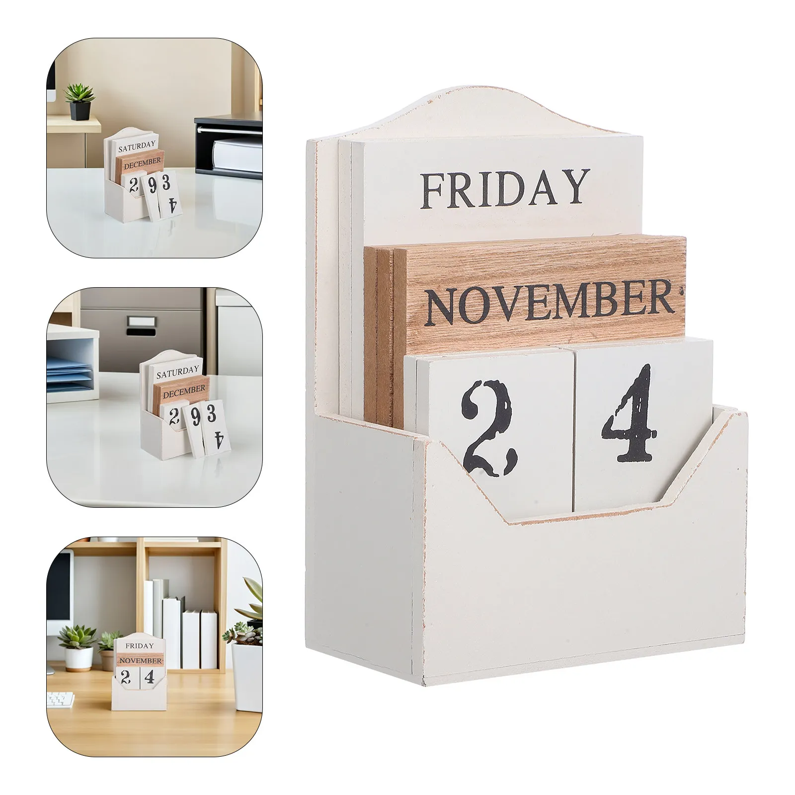 

Винтажный деревянный календарь с вечными блоками, ручное отображение даты, для стола, дома, офиса, ретро-дизайн