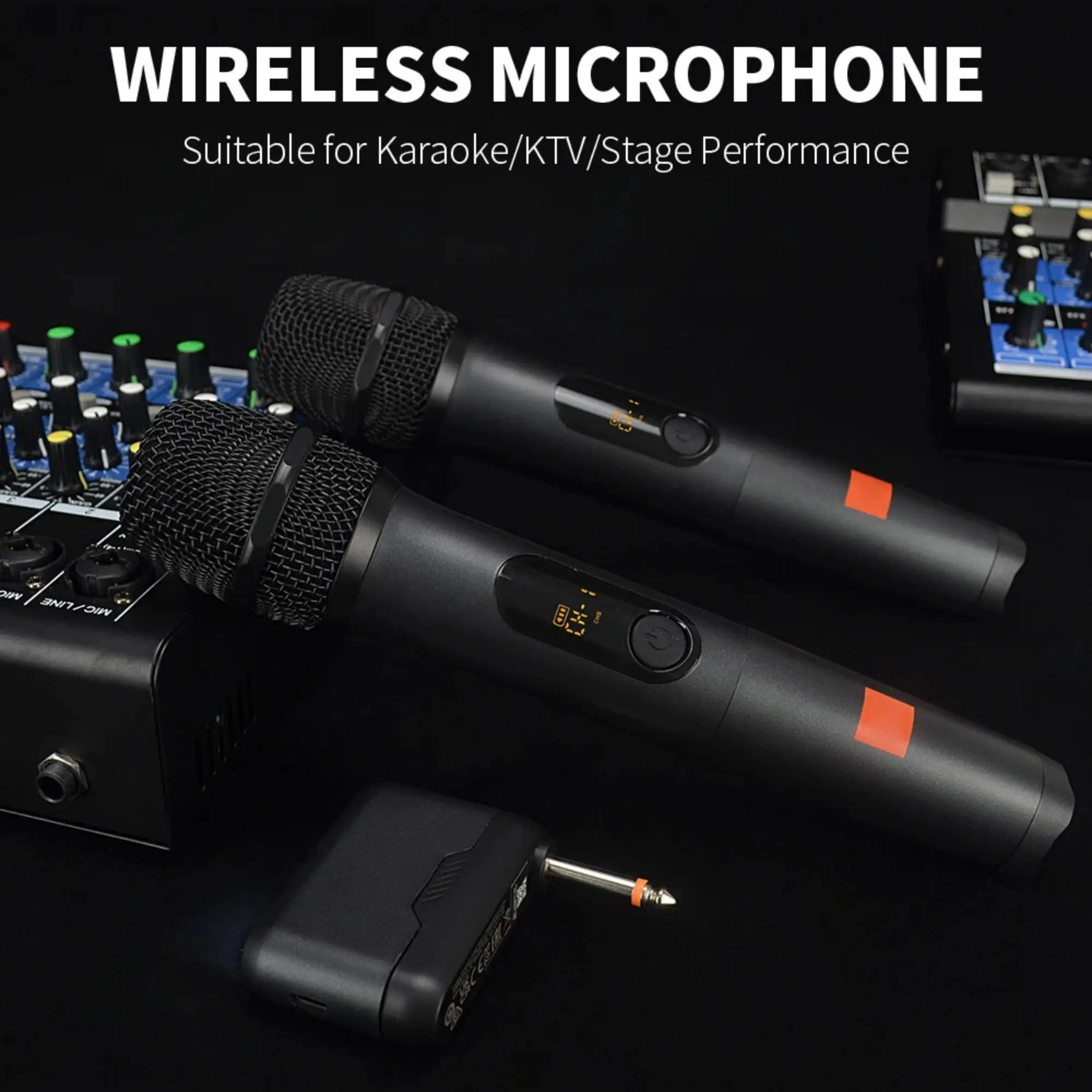 ROCK-2 WIRELESS MICROPHONE Handheld UHF Dual Channel 6.3 Interface 1 Tow 2 Home KTV Show Singing Speech Microphone