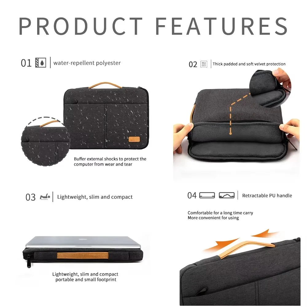 Computer Bag Laptop Sleeve Bag 14 15.6 Inch Notebook Pouch for Shockproof Computer Briefcase for Business Travel Laptop case