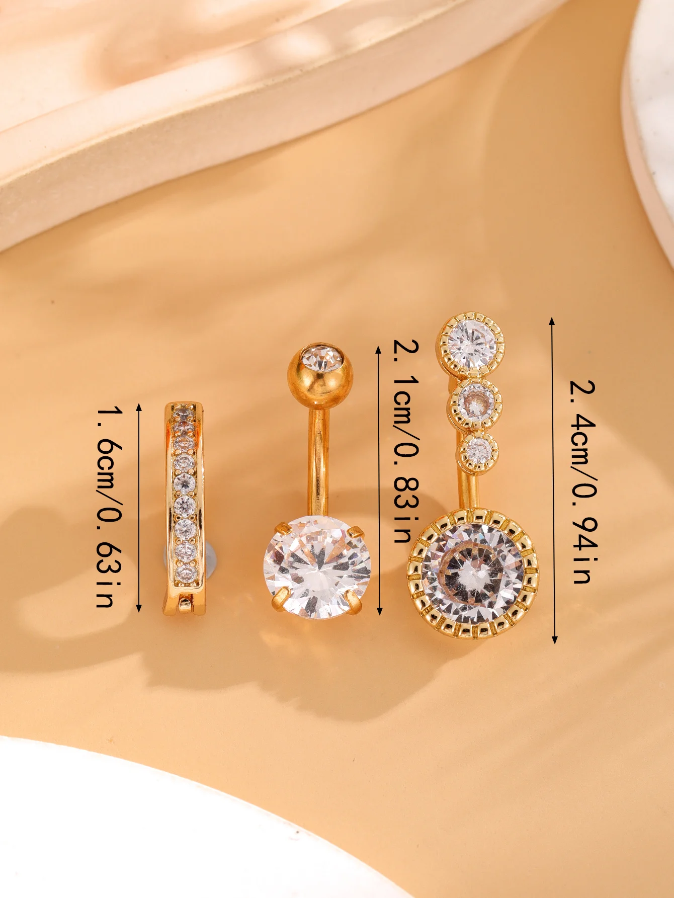 3er-Set gemischte Bauchnabelringe mit Herz- und Sternanhängern, 14G Edelstahl, gebogene Zirkonia-Bauchnabelpiercings, Nombril Nabelring – Detail 25