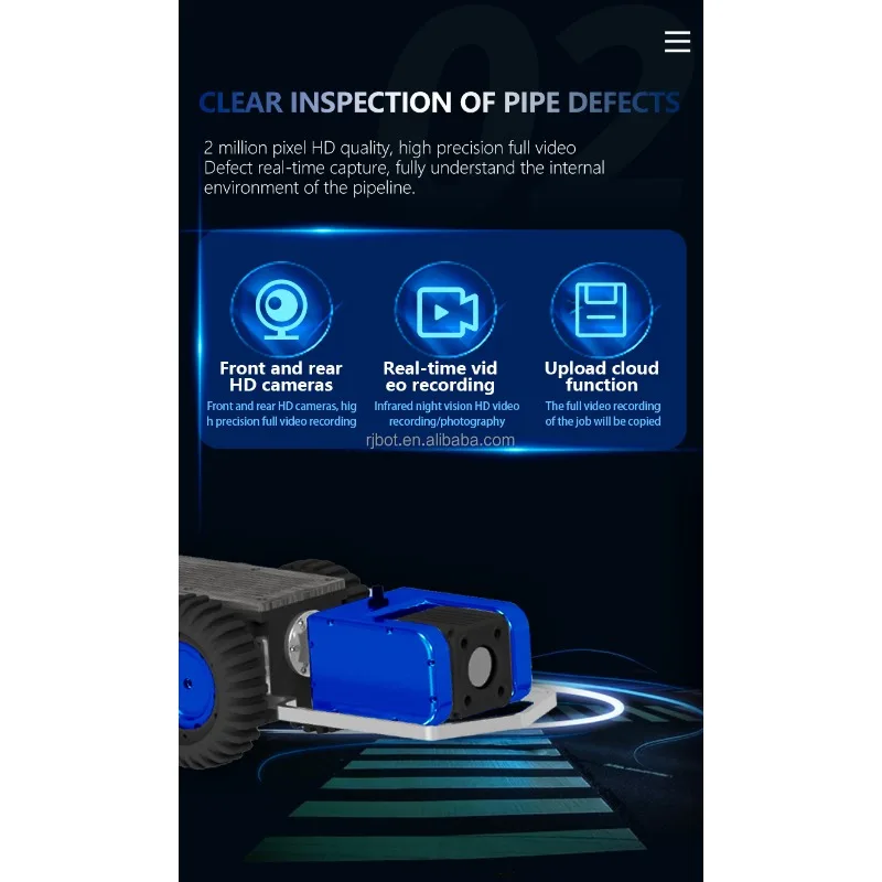 RJ-BOT K22-B CCTV التفتيش الصناعي Ro bot مع عين السمكة كام عصر CMOS الاستشعار للرؤية الليلية للكشف الداخلي لخطوط الأنابيب #3