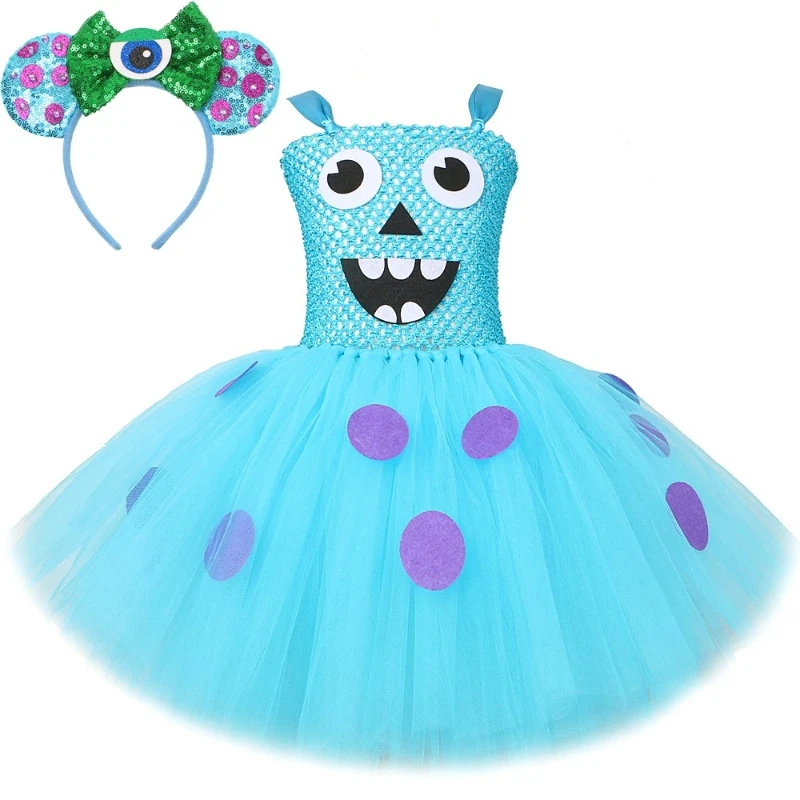 

Blue Shaggy Monster Costume for Girls Carnival Disguise Outfit Children's Party Clothes Kids Birthday Halloween Fancy Tutu Dress