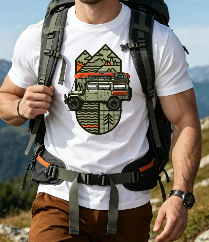 Men'S Off-Road Vehicle Graphic Summer Casual Short-Sleeve T-Shirt Top for Men Fashion and Casual Trend T-shirt