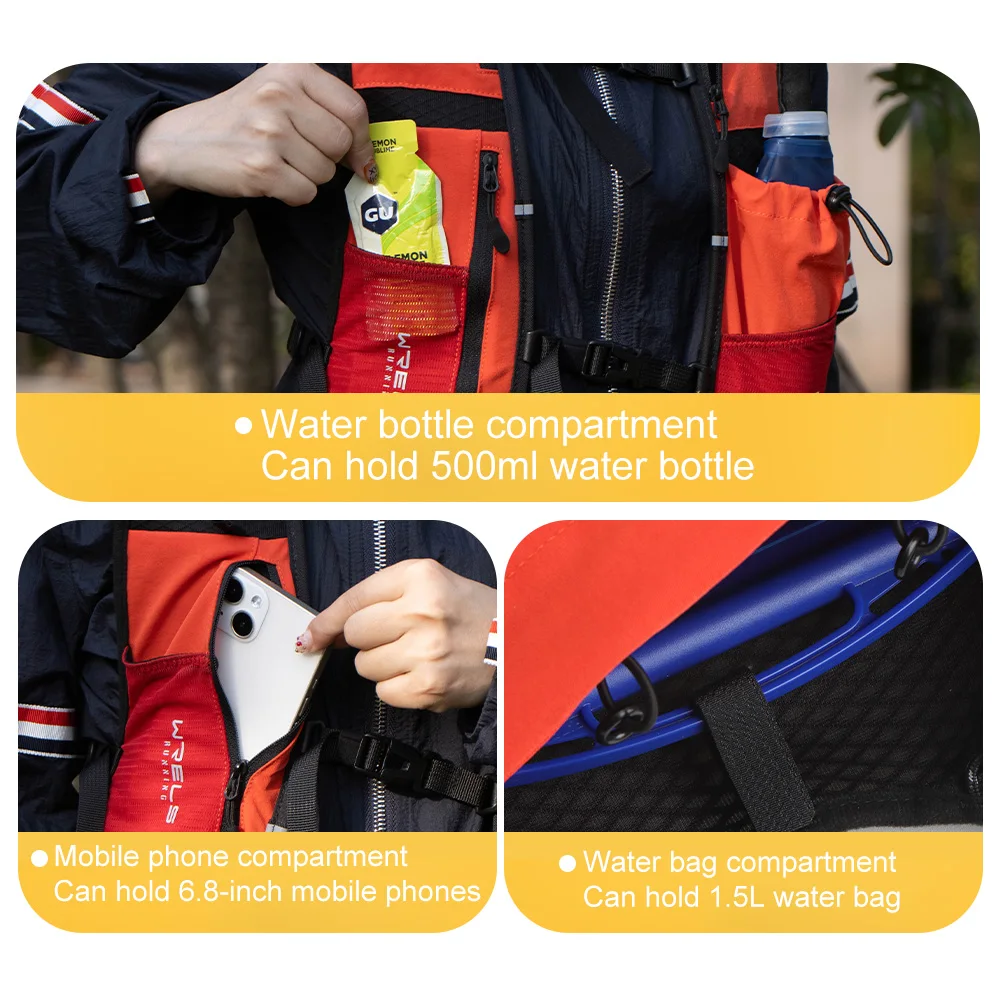 WRELS Hydration Backpack Lightweight Hydration Pack Water Backpack for Marathon Running Backpack Water Bottle Breathable Sports