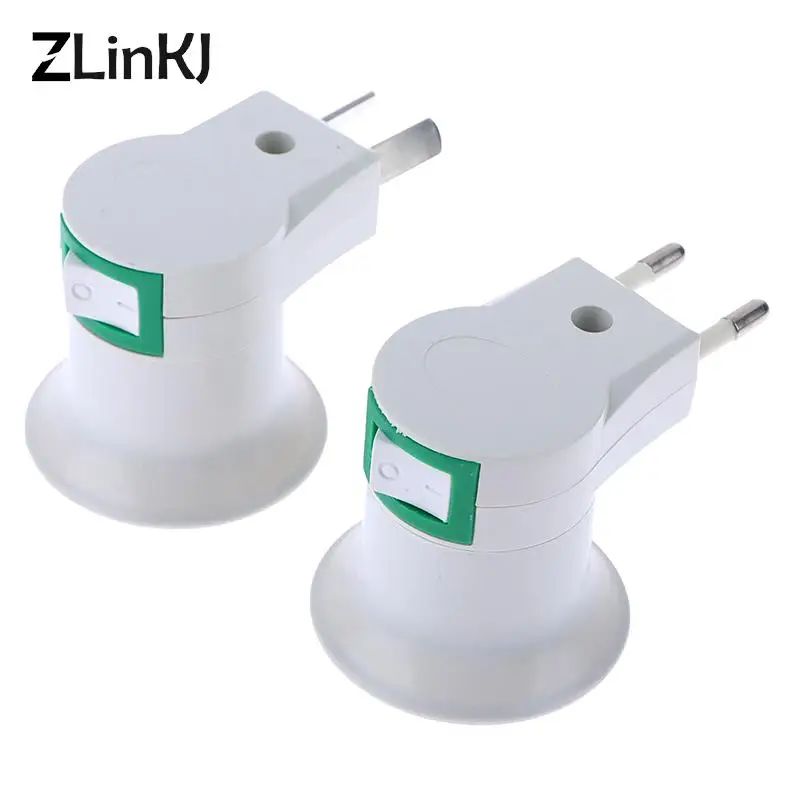 UE Plug Adapter com Power On-off Control Switch, Base da lâmpada, E27 soquete, 1pc