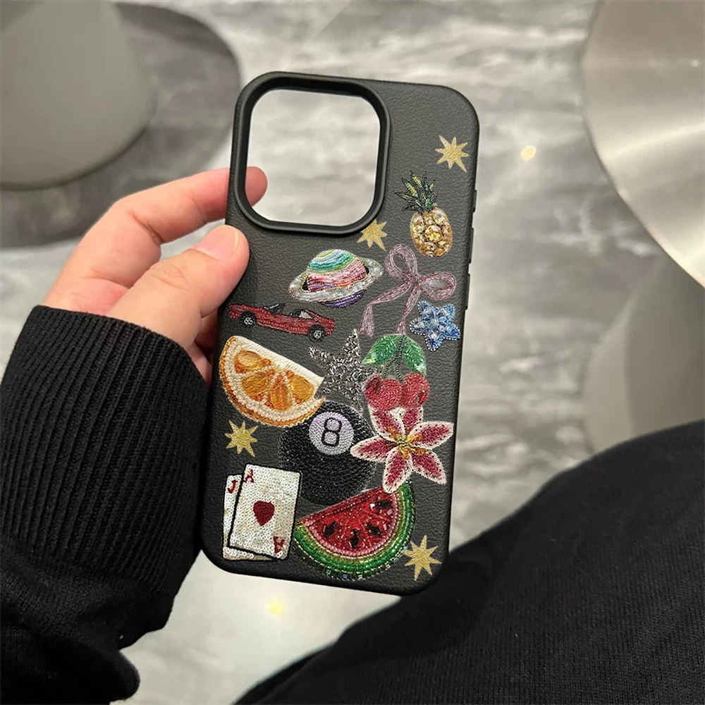 Stickerei-Elemente Handyhülle für iPhone 17 16 15 14 13 12 11 Pro Max 16 15 14 Plus 17 16 15 14 Pro 17Air Silikon Matte Hülle – Detail 8