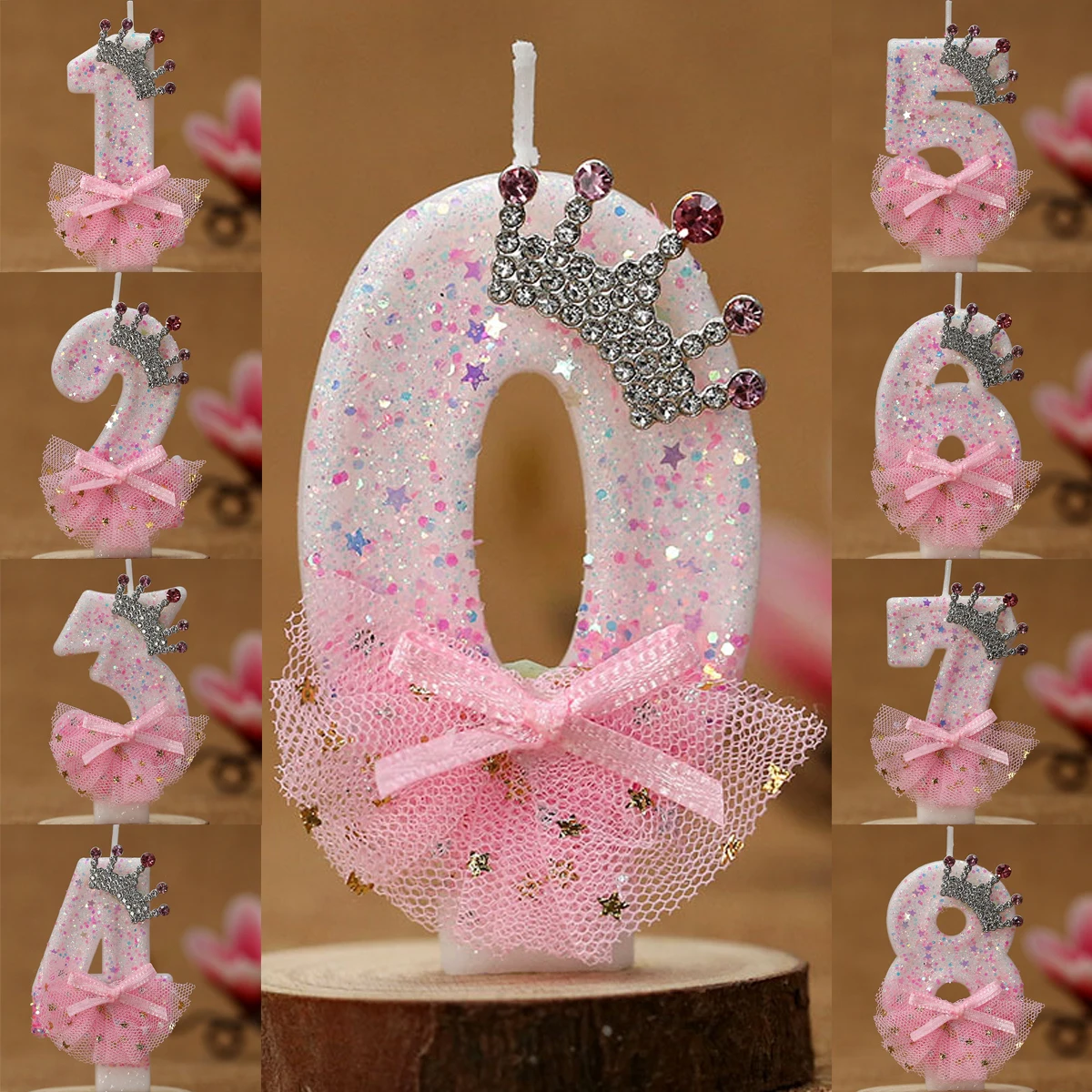 Pink/Blue Crown Skirt Birthday Digital Candle - Cute Girl Party Cake Decoration DIY Handmade Candle Supplies