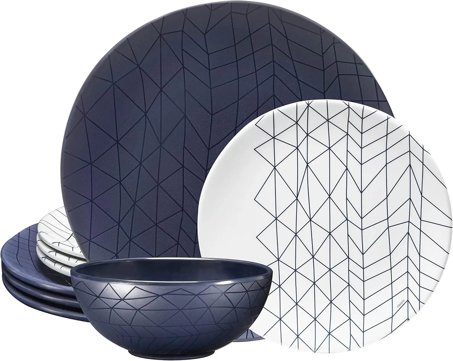 

12 Piece - Durable, Dishwasher Safe Plates and Bowls - Dinning, Parties, Camping Dish Set Spidy Blue Collection