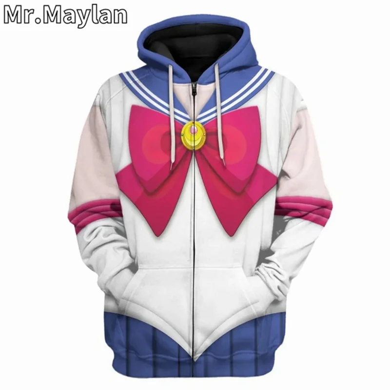 Sailor Moon Custom Cosplay Apparel 3D Full Printed Unisex Hoodie Men Sweatshirt Streetwear Zip Pullover Casual Jacket Tracksuits