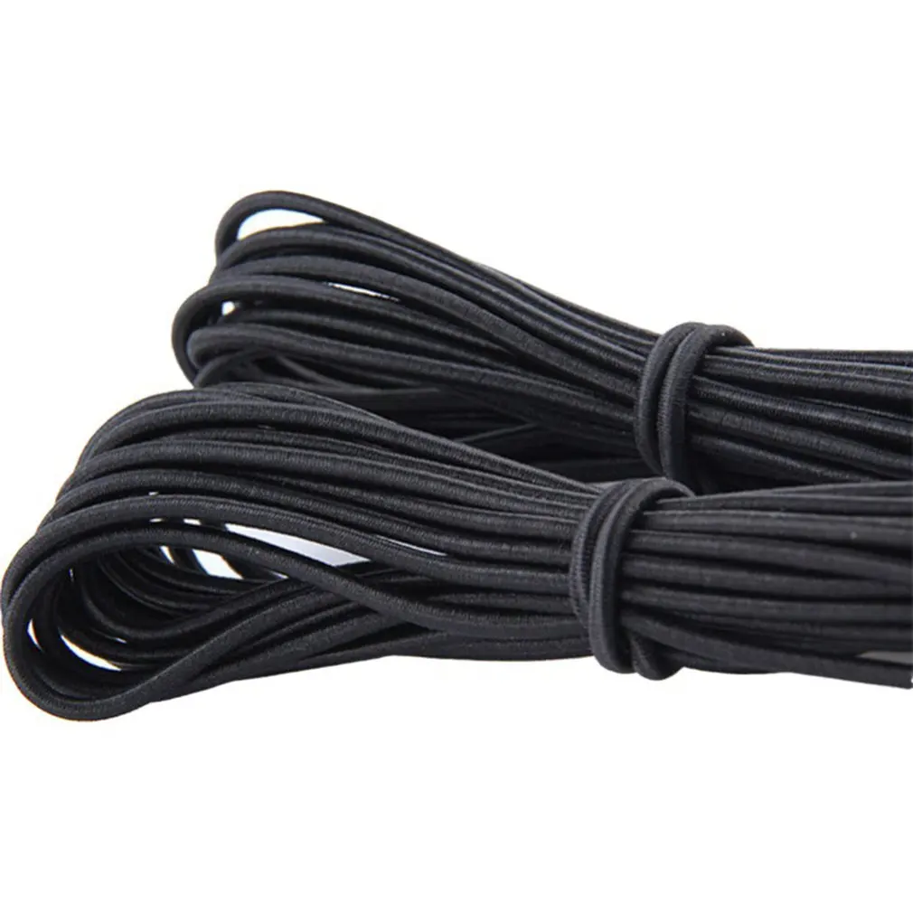 Hot 10 M Tent Poles Connection Rubber Band Elastic Pole Rope Heavy Stretch String Rope And Tie Down Trailer Strap Cord black 3MM