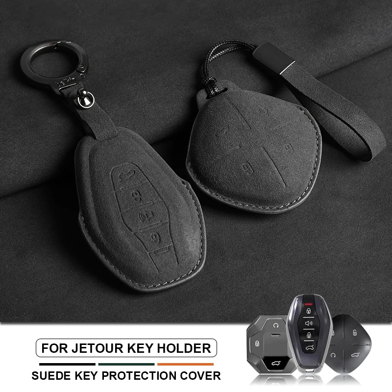 

Suede Car Key Case Cover For Chery Jetour To Genesis Traveller T2 X90 X70 X95 DASHING X-1 Plus DTC L9 Car Key Shell Keychain