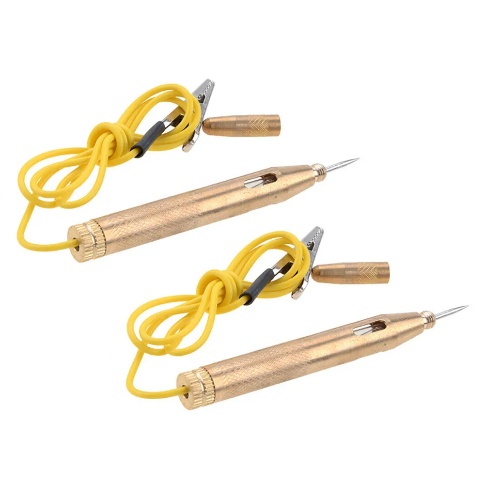 2x Test Light Probe Pen Car Auto Copper Gold Pencil DC 6V/12V/24V Long-life Small Volume Good Tensile Strength