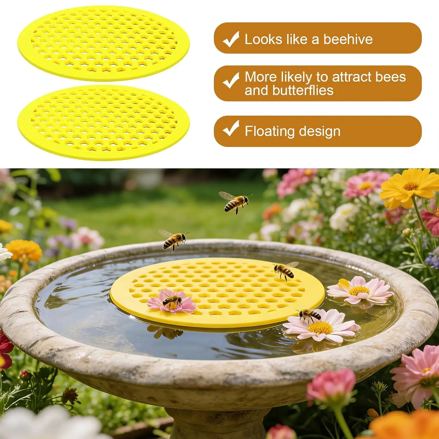 Bee Insect Drinking Floating Bee Island-Bee Waterer Tray Beekeeping Setups Luring Insect Waterer Island Tray For Outdoor Garden