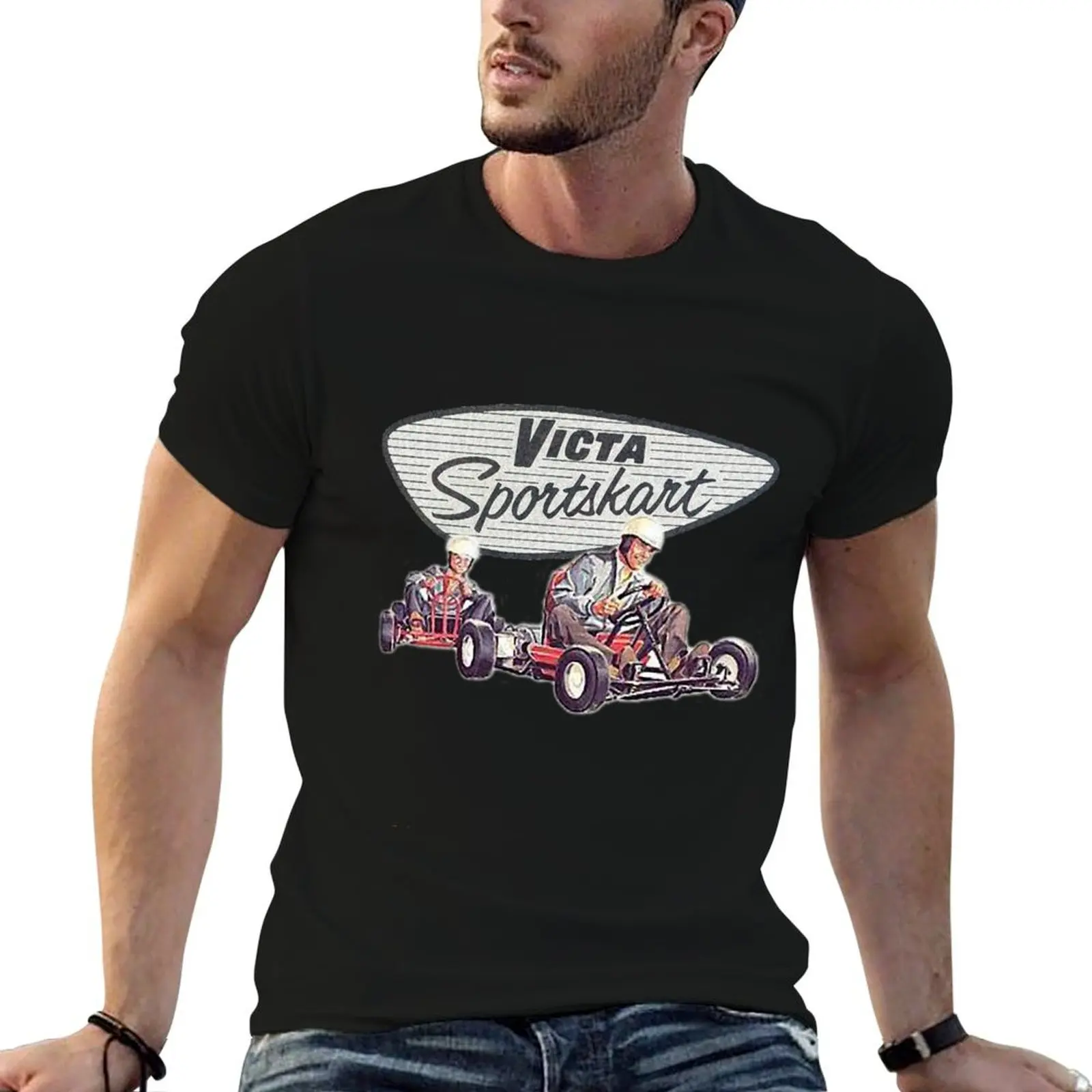 Camiseta com tema vintage da Victa Sportskart, camisetas de anime, camisetas masculinas oversize para homens, camisetas casuais para homens, camiseta