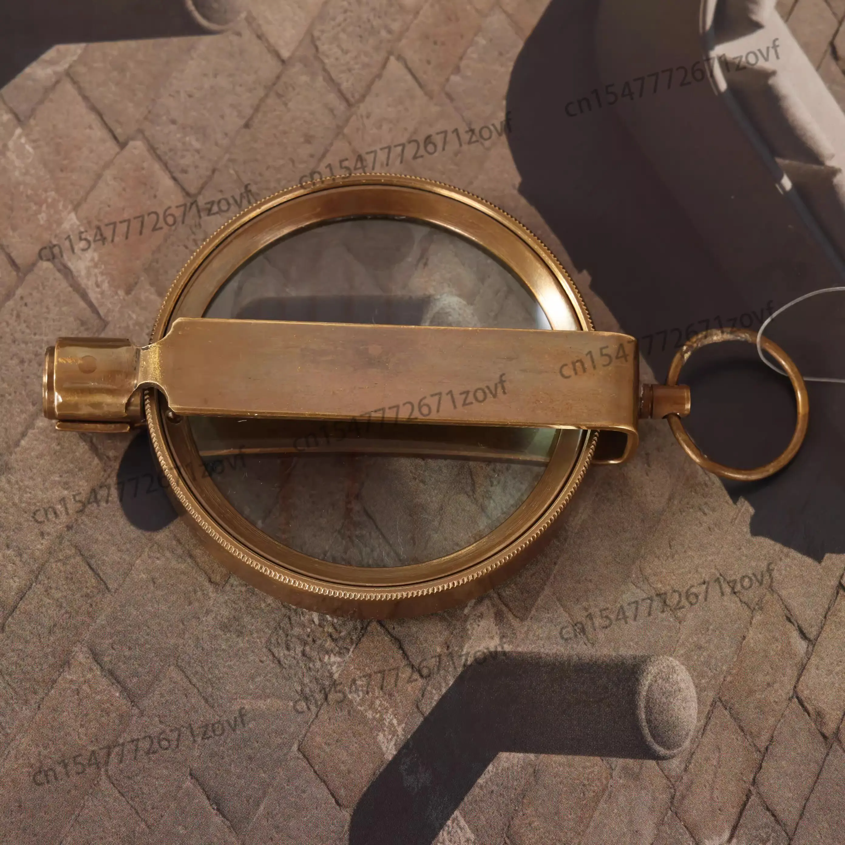 European Full Brass Magnifying Glass Folding Carry 10 Times Retro Nostalgic Old Man Reading High Definition Study Ornament