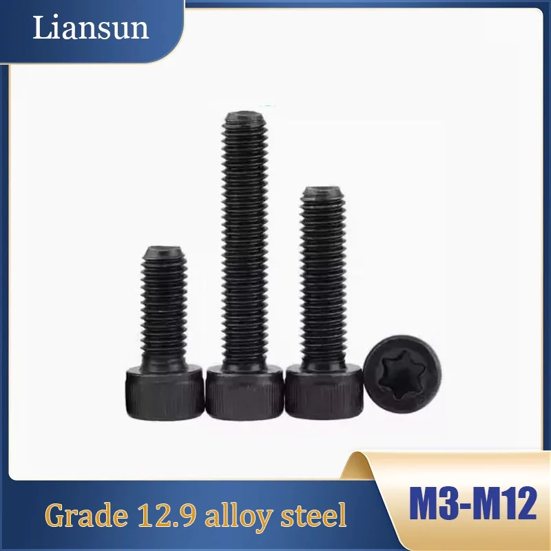 

12.9 Grade Black Torx Star Socket Security Screws - M3-M12 Cylindrical Cup Head Anti-Tamper Bolts for Machinery/Electronics