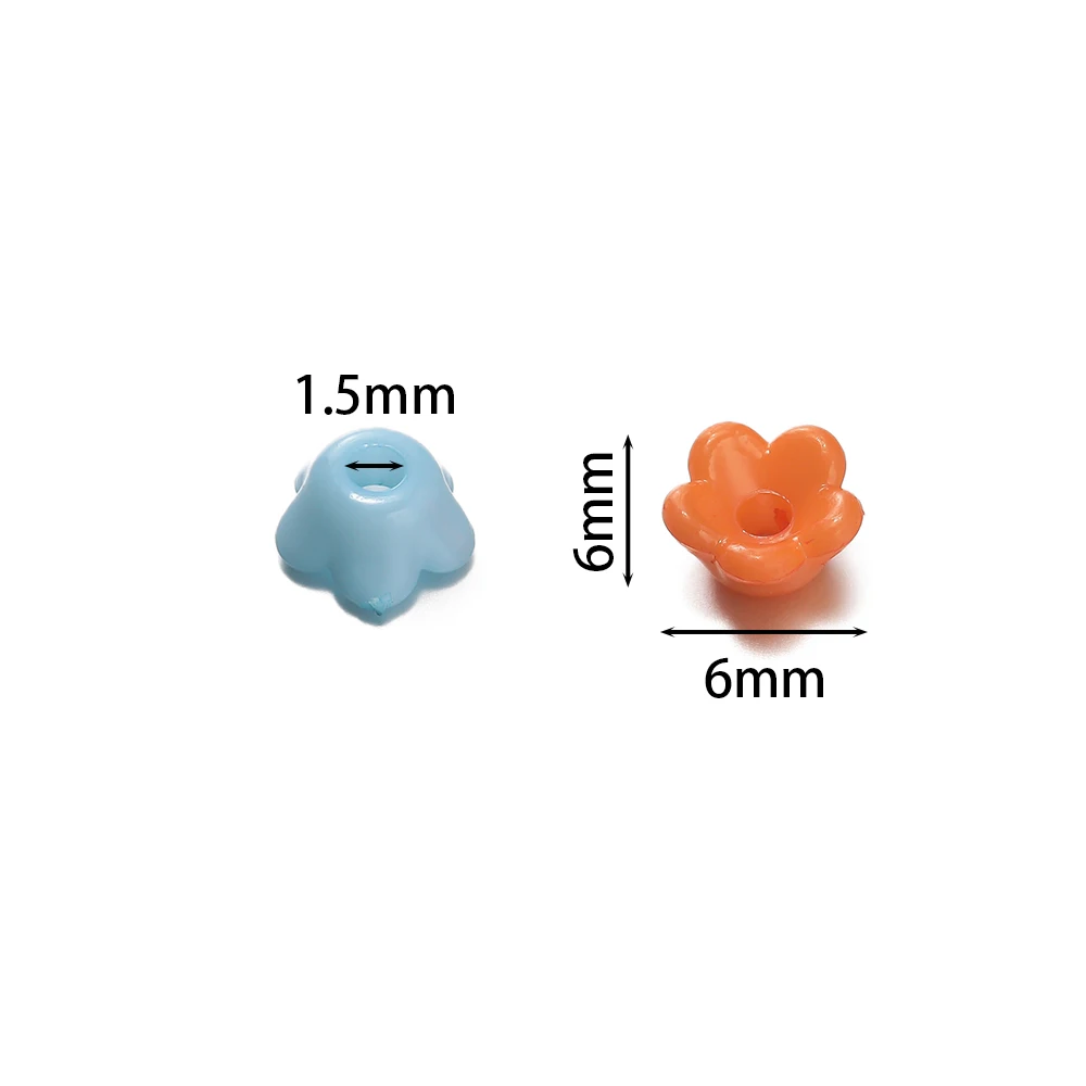 100pcs Colored Acrylic Bell Flower Shaped Beads Caps Spacer Loose Beads for DIY Necklace Earring Bracelet Jewelry Making Finding