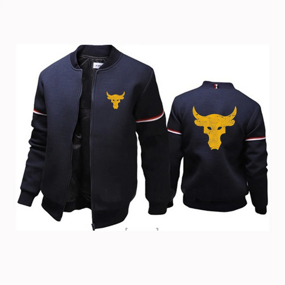 Dwayne Johnson Brahma Bull Tattoo 2024 New Printing Fashionable Men's Flight Jacket Round Collar Long Sleeves Tracksuits Top