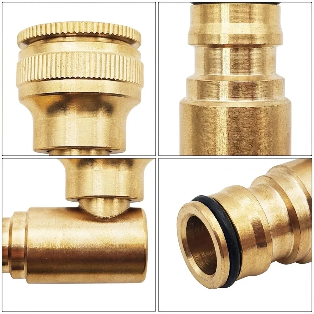 90 Degree Angled Tap Connector 1/2 3/4 Inch Rotating Hose Adapter For Garden Faucet Watering Irrigation System Gold Finish