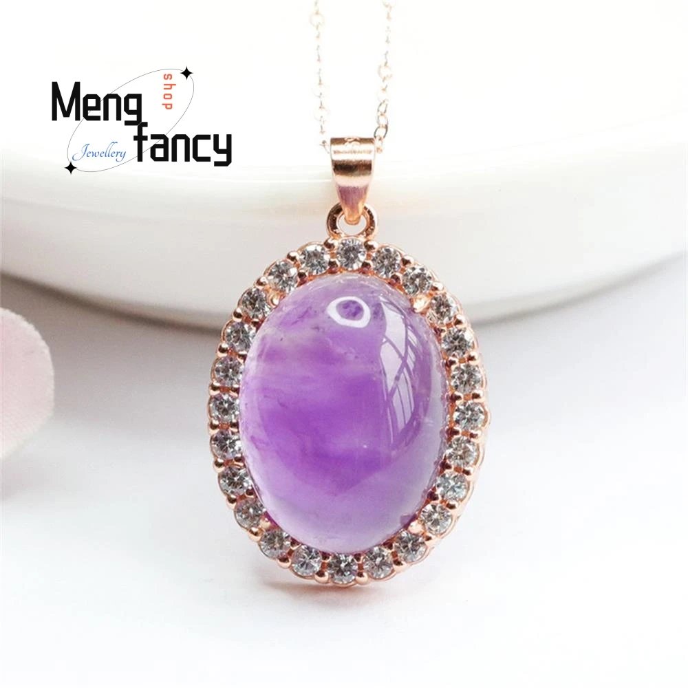 

S925 Silver Natural Amethyst Dove Egg Exquisite Elegant Simple High-grade Customized Pendants Fashion Fine Jewelry Holiday Gifts