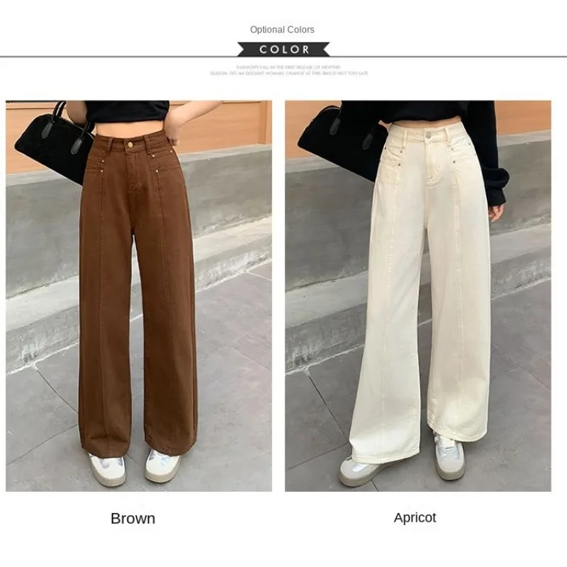 Loose Fit Denim Jeans Women Straight Leg Wide Leg Washed Vintage Retro High Waist Comfortable Casual Trousers pants Jeans