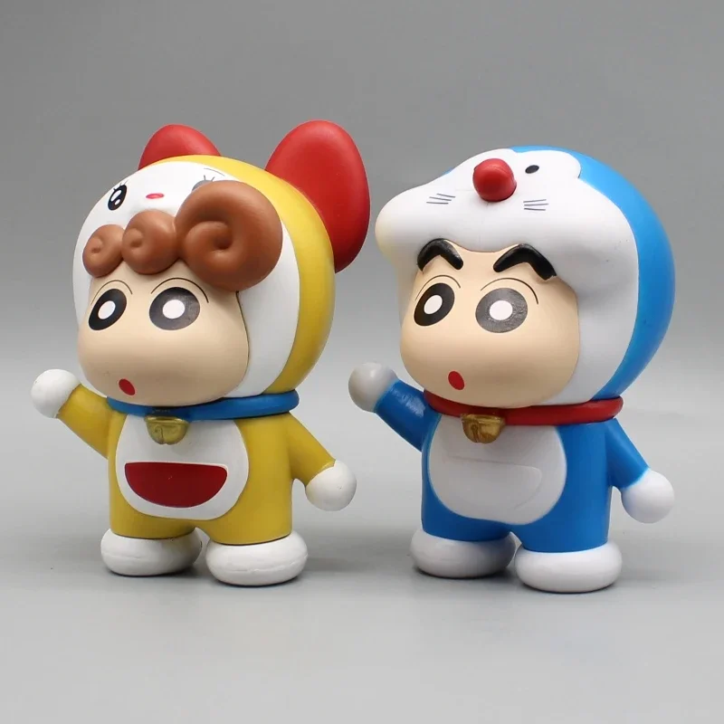 รุ่น Q Crayon Shin-Chan Doraemon อะนิเมะเดสก์ท็อปตกแต่งคอลเลกชัน PVC ของเล่นสําหรับของขวัญเด็ก