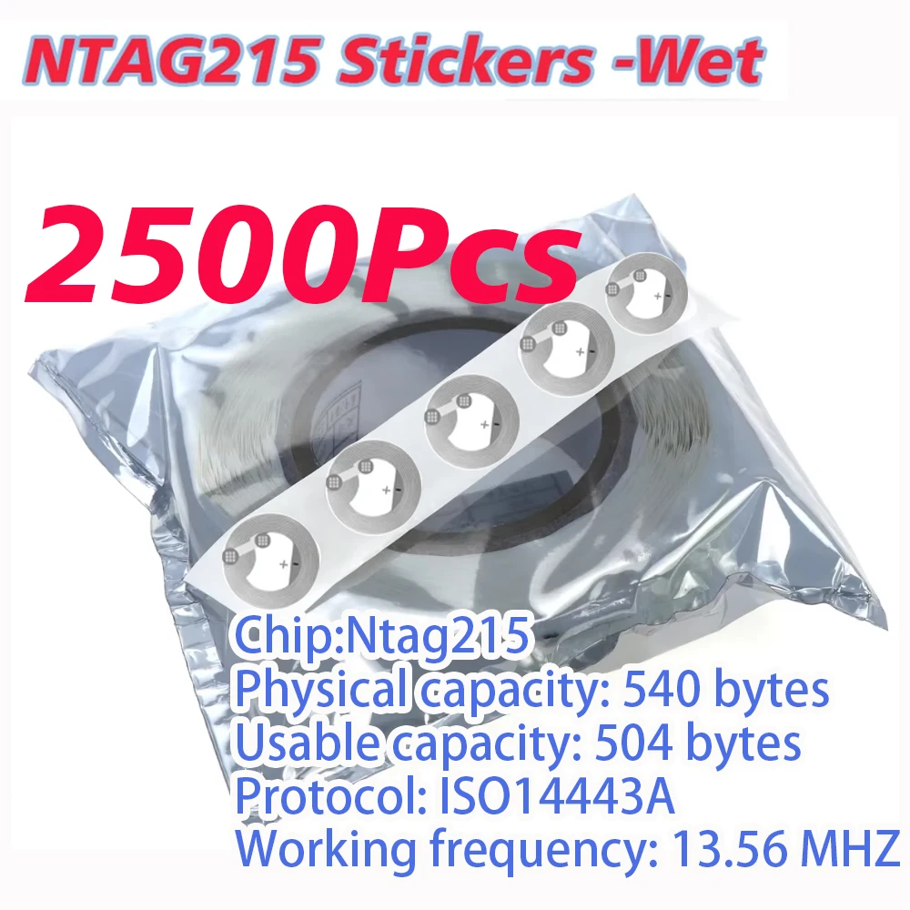 

2500/5000 шт. NFC-метки NTAG215 (влажные) для перезаписи, круглые, прозрачные, для копирования, с возможностью изменения содержания, стикеры-этикетки