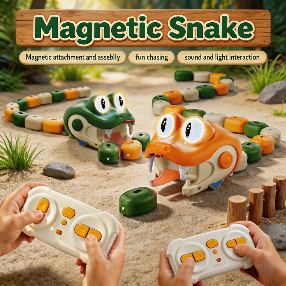 Magnetic Remote Control Greedy Snake Game Toy Competitive Racing Collecting Interactive Playset Multi‑Player Educational Toy