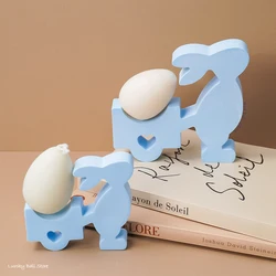 3D Easter Bunny Pull Car Ornament Silicone Mold New DIY Cement Gypsum Pouring Molds Valentine's Day Love Rabbit Mould Home Decor
