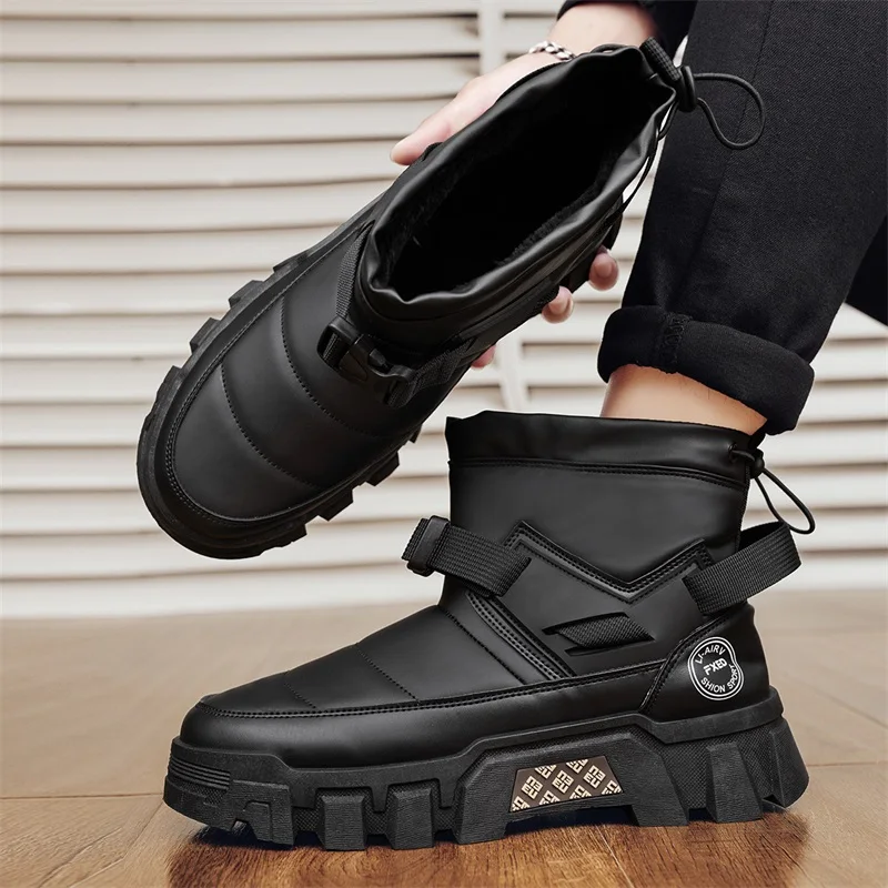 الرجال الشتاء سميكة حذاء الثلج عالي الرقبة دافئ المضادة للانزلاق الراحة الفراء اصطف الأحذية في الهواء الطلق الشتاء أحذية للرجال حذاء كاجوال بوتاس الفقرة Hombre #4