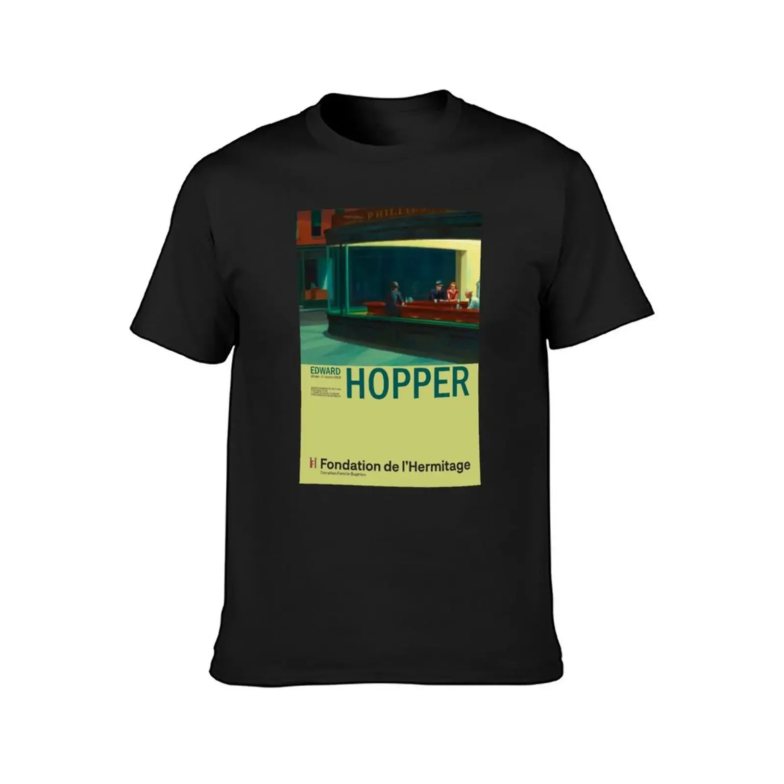 Edward Hopper - Nighthawks - Minimalist Exhibition Art Poster T-Shirt plus sizes graphic t shirt vintage mens designer clothes