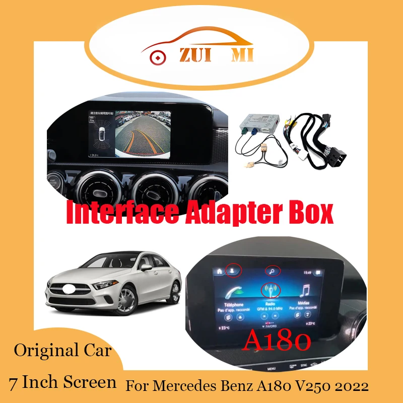 

Car Interface Adapter Box For Mercedes Benz A180 V250 2022 Original Car 7 Inch Screen Upgrade Reverse Image Reverse Decoder