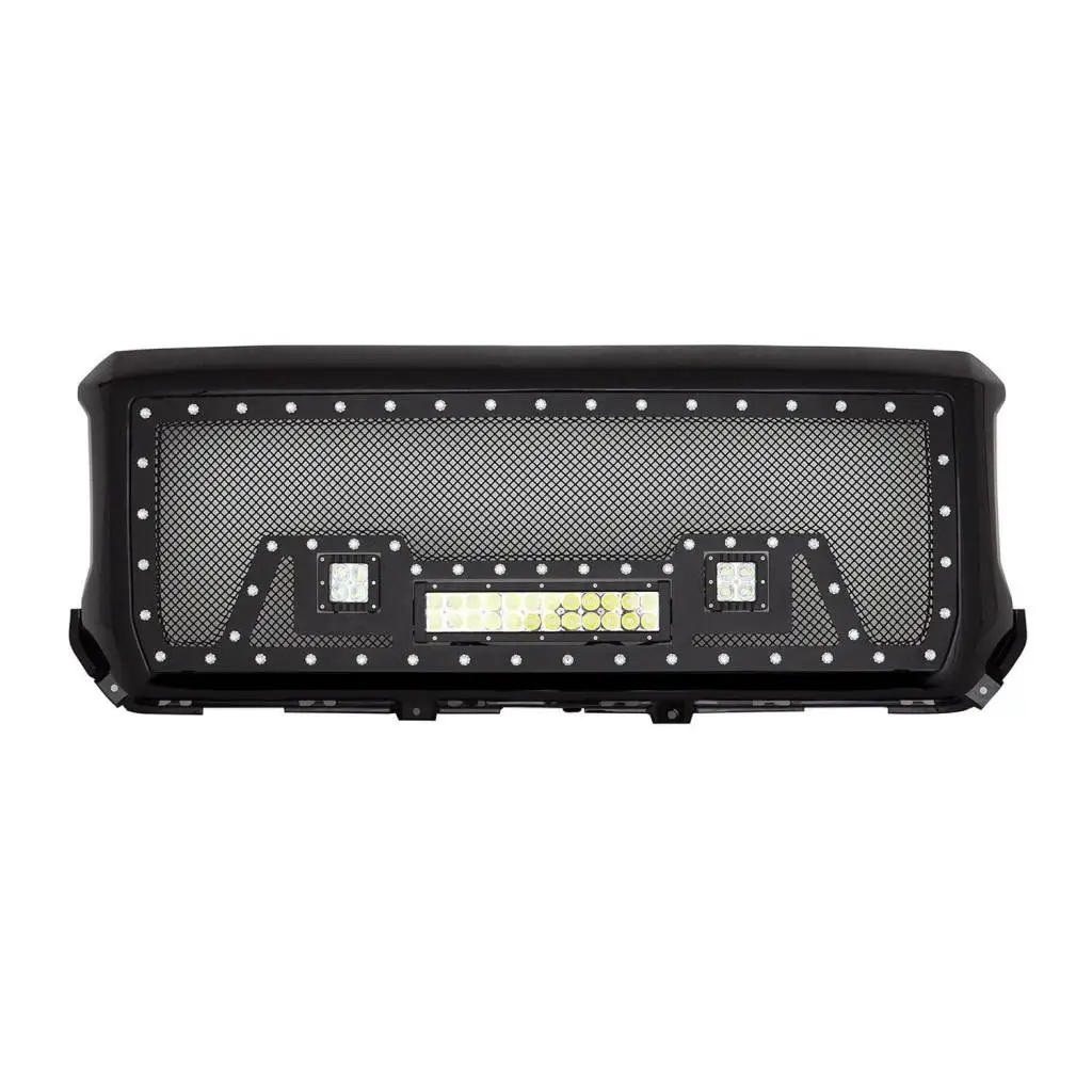 

High Performance Off-Road Parts Stainless Steel Black Grille With Rivet Wire Mesh Packaged Grill for Sierra 1500 2014-2015