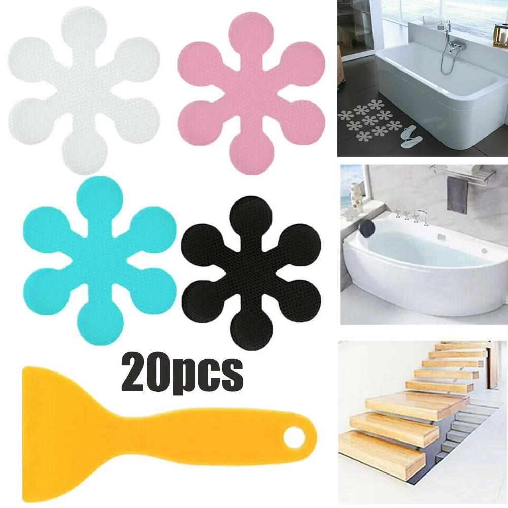 20 Pcs  Bathtub  Anti-slip Strips Stickers Floor Flower Self-Adhesive Tape Non-Slip Waterproof Shower Decals Bathroom Accessory